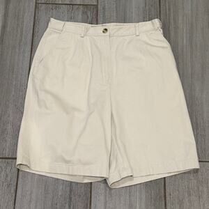 L.L.Bean Original Fit Shorts Women 12 Regular Khaki Cotton Chino Casual Everyday